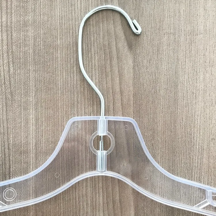 Transparent Plastic Garment Hanger for Adult Clothes with Rotating Metal Hook and Anti-Slip on Shoulder