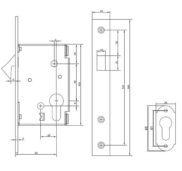 China Supplier Stainless Steel Glass Sliding Door Lock Body (ESD-017)