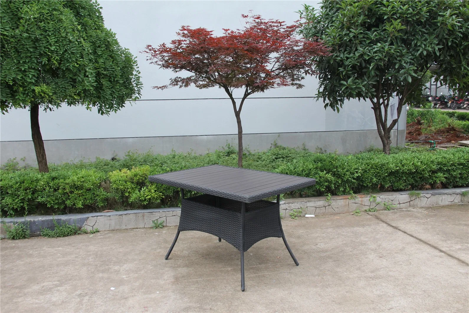 Outdoor 5 PCS Steel Rattan Dining Furniture Set with Square Table