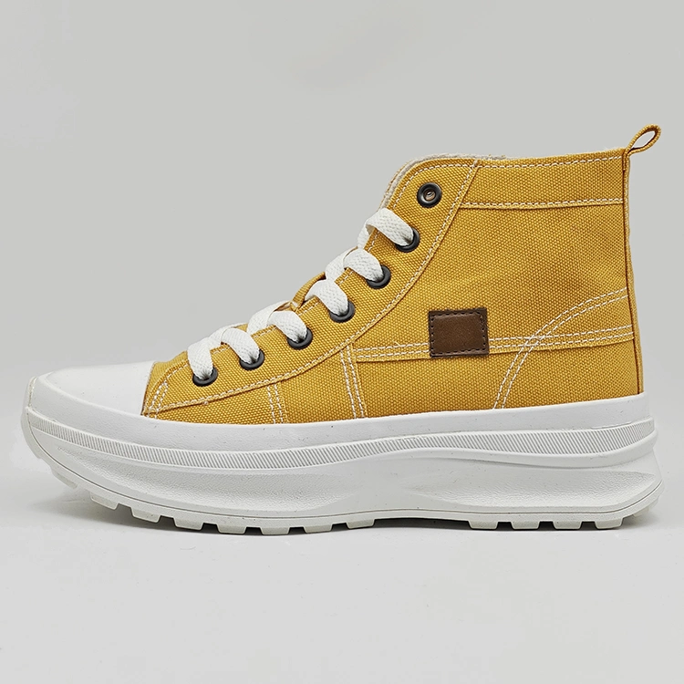 Yellow Customized Color High Top Canvas Shoes for Ladies