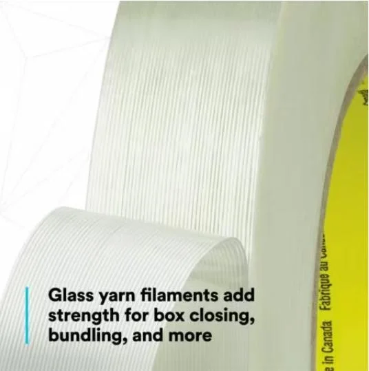 3m 898 Filament-Reinforced Synthetic Rubber Adhesive Tape for Fiberboard, Bundling & Strapping