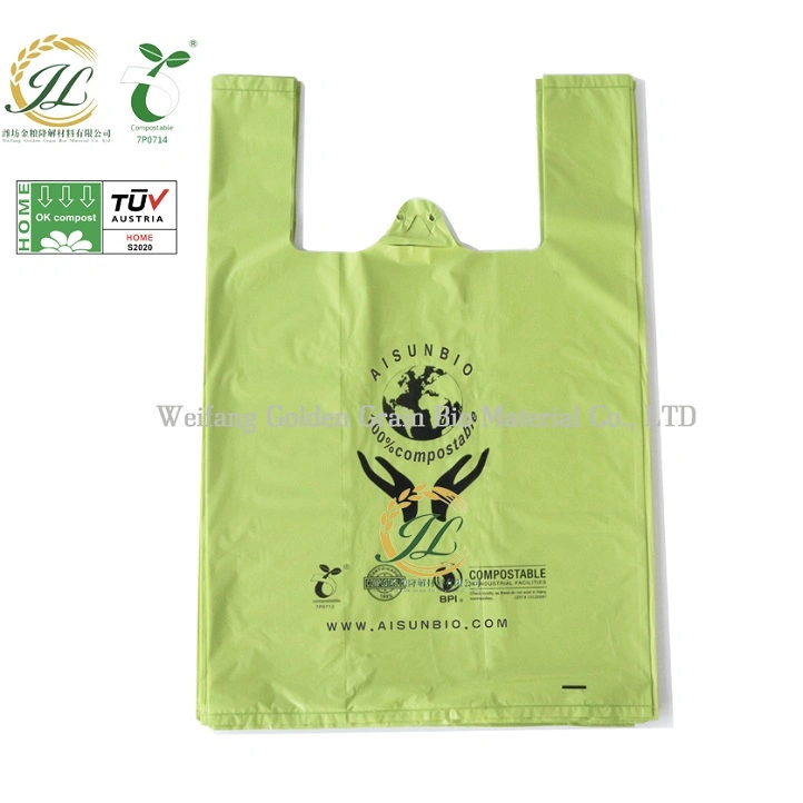 TUV Certificated Biodegradable Vest Grocery Bag / Carrier Shopping Bag / Checkout Bag / Corn Starch T-Shirt Bag