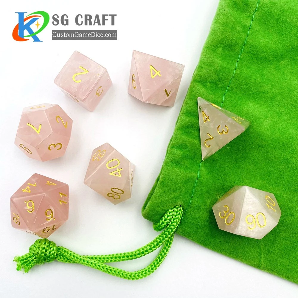 Hot Sale Factory Gemstone Dice Set of 7 Handmade Stone Polyhedral Dice for Rpg High quality/High cost performance 