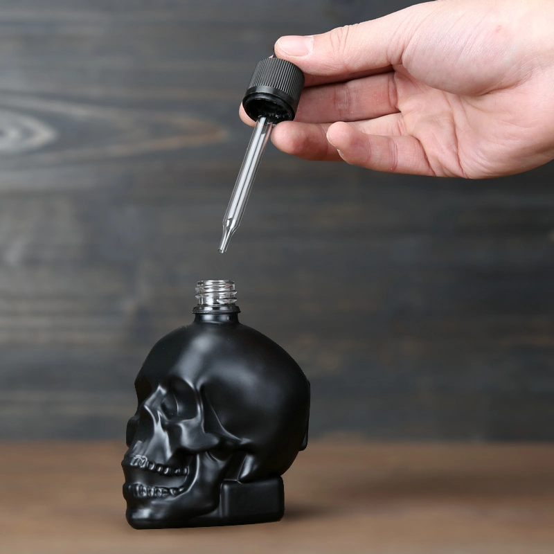 30ml Skull Glass Dropper Bottle Liquid Dropper Bottle Perfume Oil Bottle with Nipple