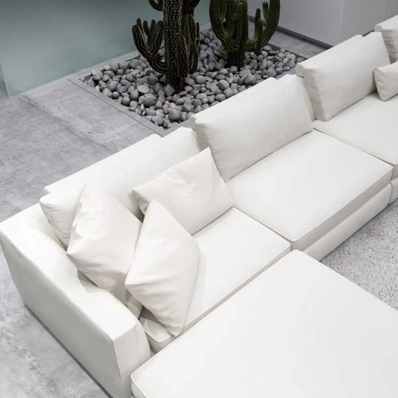 Modernes Leder Weiß Giant KD Sofa Cloud U Modulare Schnitt Sofa-Set Home Möbel Wohnzimmer Sofa-Set