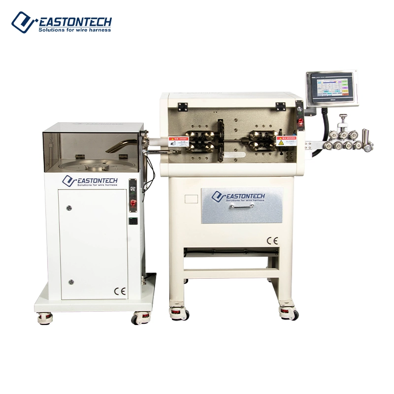 Eastontech Fully Auto Multi-Core Sheathed Cable Cutting Stripping Winding Machine Wire Stripping Coiling Machine (Coil ID200-360mm)