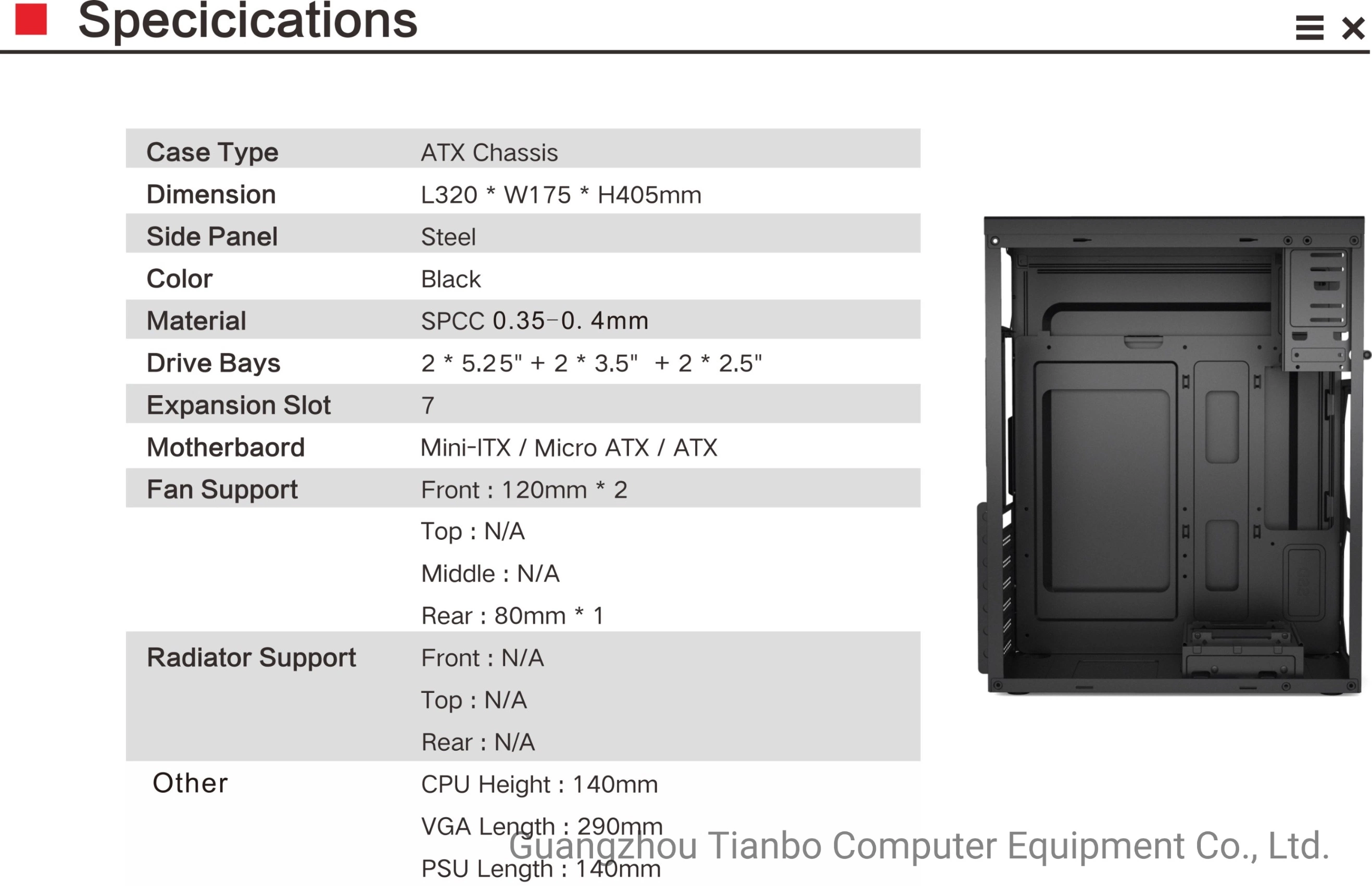 4 USB Ports ATX Computer Case with Glossy Front Panel. PC Case