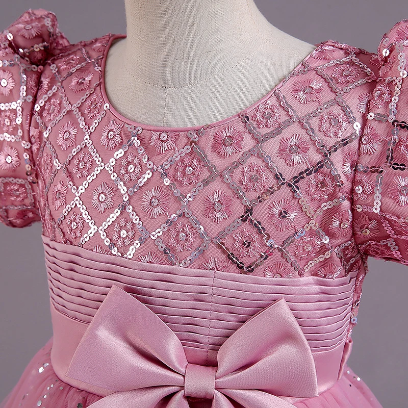 Vêtements de bébé moelleux de robe de fête robe de bal de la Dentelle Sequin Les enfants de la Chine de gros de vêtements