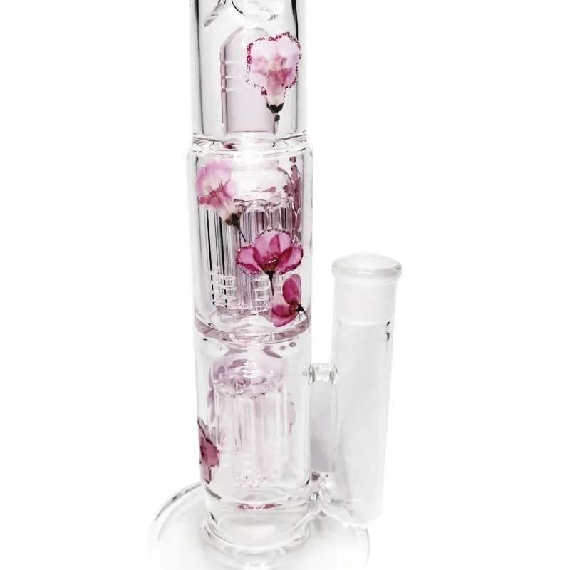 Nuevo diseño único Hookah Big Pink 3D Flores 16 Inche Vidrio ahumado tuberías de agua hielo árbol de la cerveza percolador