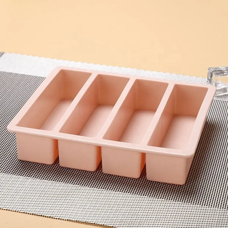 4 Grids Long Strip Rectangle Shape Silicone Ice Cube Mould DIY Silicone Ice Tray Ice Making Mold