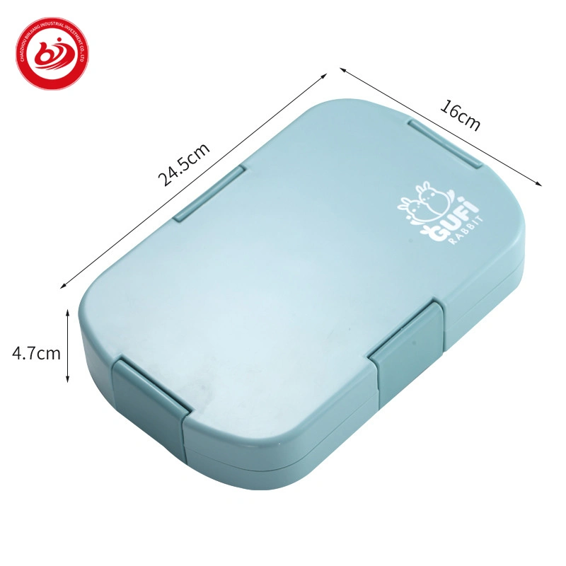 6-compartimiento Bento Lunch Box portátil de plástico a prueba de fugas niños Dinnerware Establece forma cuadrada comer durante toda la temporada