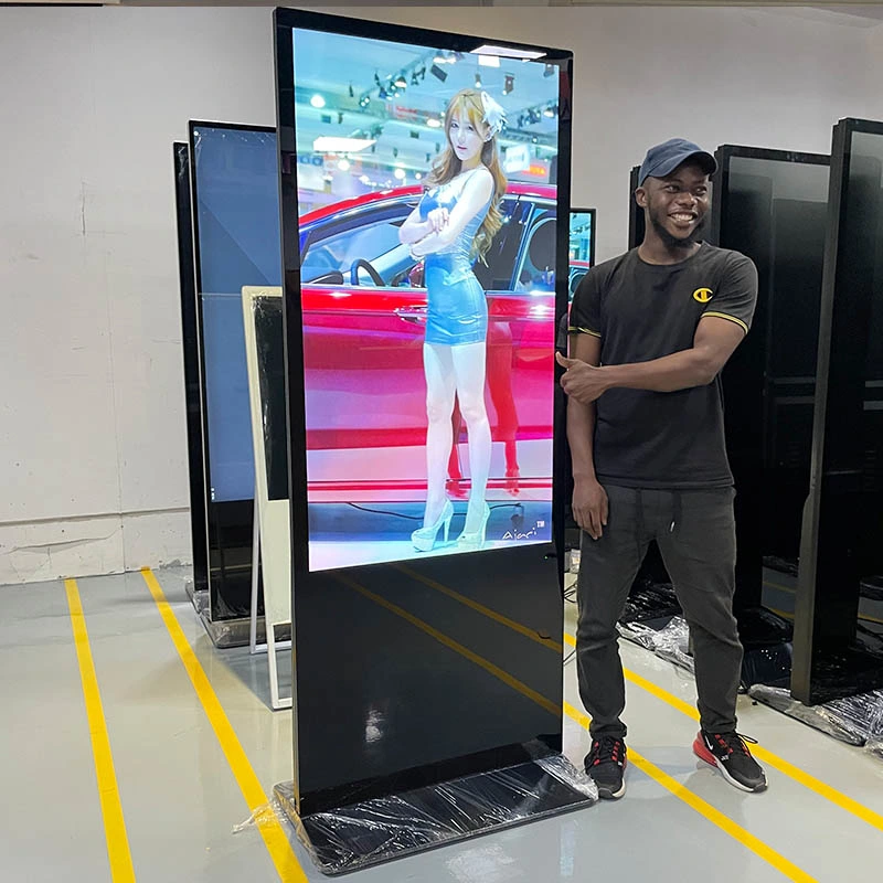 43 55 65 بوصة شاشة عرض LCD في وضع الوقوف في الأرضية WiFi Android Advertising Indoor Digital Signage Kiosk