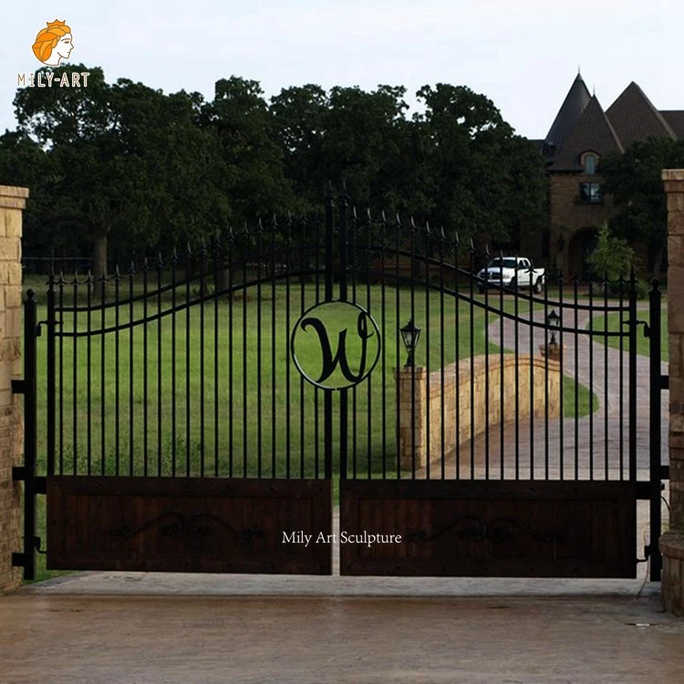 Villa Garden Yard Entrance Double Swing Metal Main Wrought Iron Gate