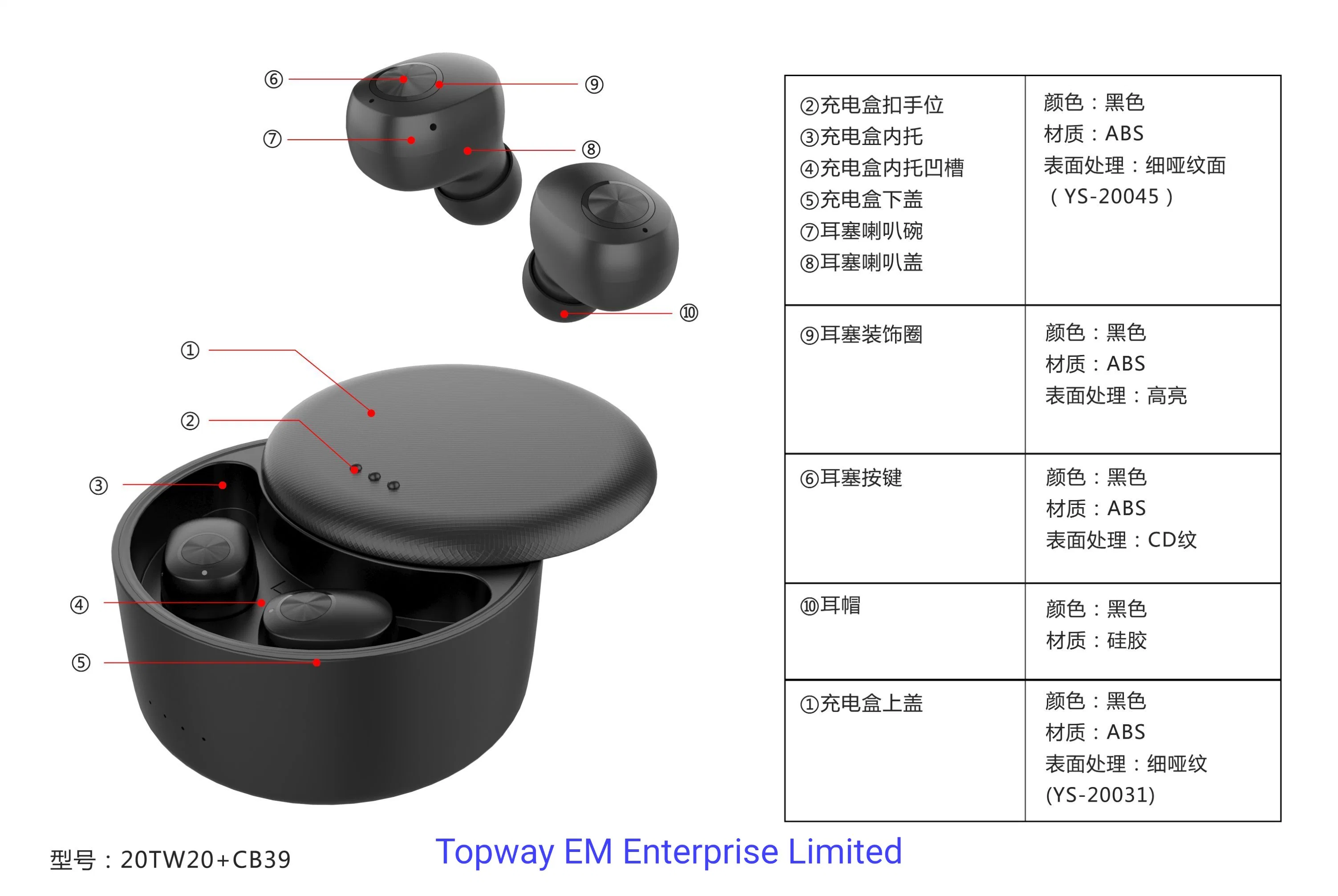 Appel binaural Bluetooth 5.0 True Wireless aimant aspiration LED Affichage de l'alimentation dans le boîtier de chargement