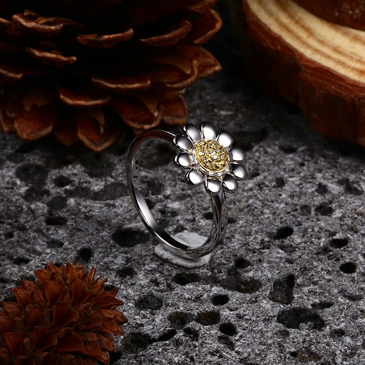 Flower Shape Fashion Jewelry Trendy Women Fine Jewellery Factory Wholesale Elegant Fine Women Ring