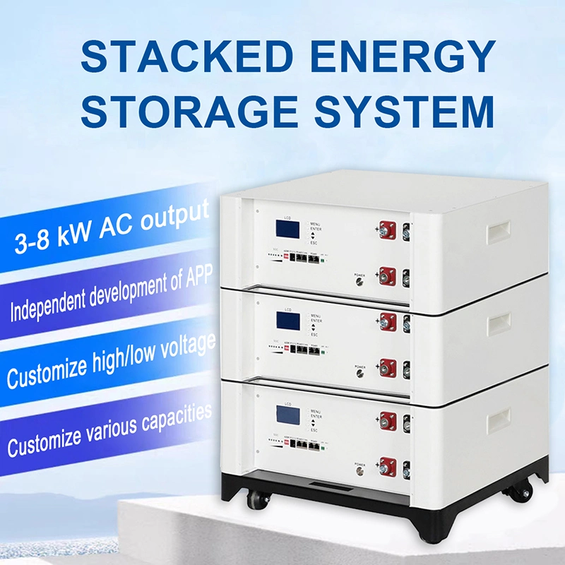 Batterie Li-ion 51,2V 100ah Off Grid Solar System 10kw 15kw Inverseur hybride haute tension solaire 20kw 5kw énergie empilée Batterie de stockage