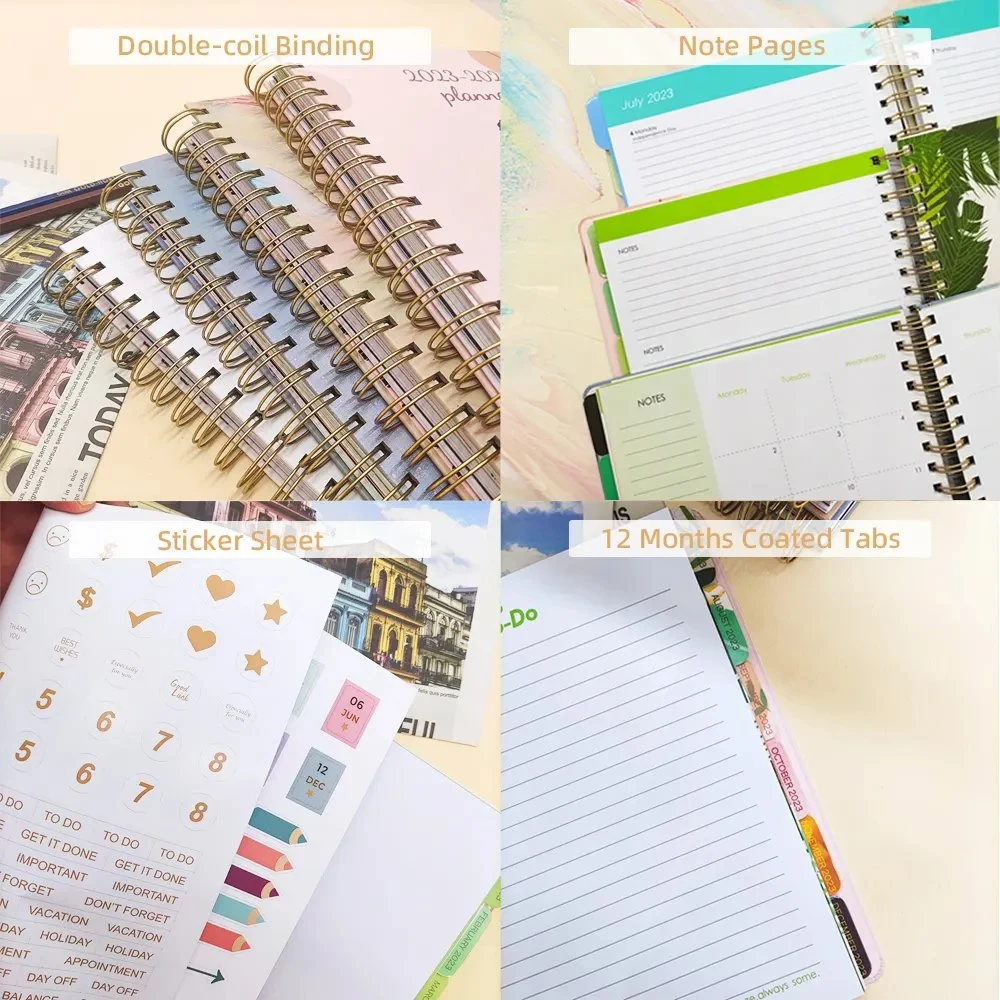 Best Selling Tab Pages and Sticker Spiral Planner Hardpaper Notebook