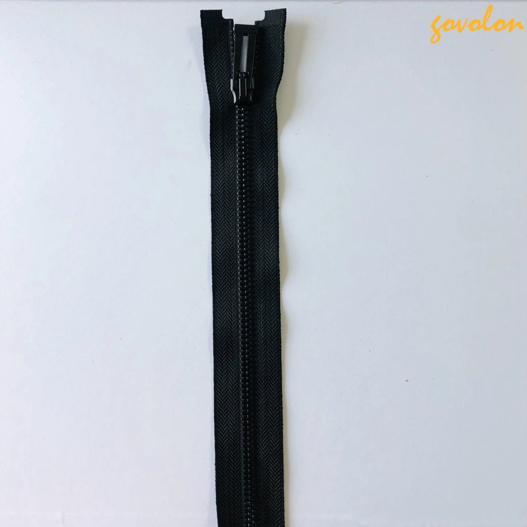 Black Open-End Zipper 8# Metal Zipper for Garment Accessories