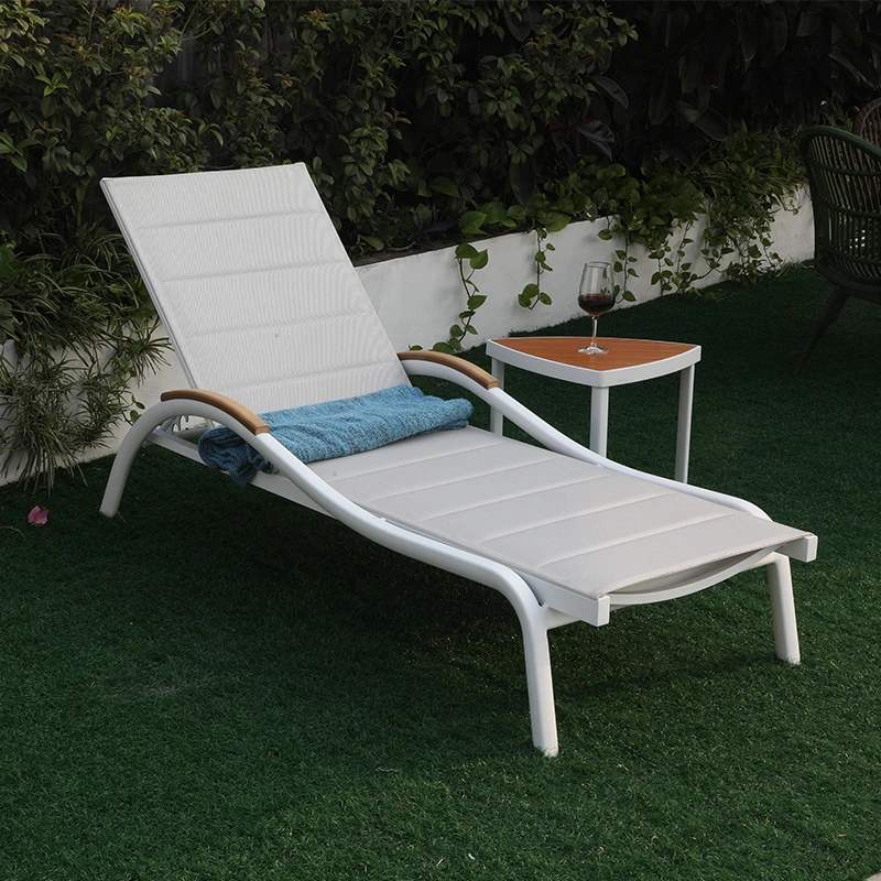 Алюминиевый каркас текстурилен шлинг на открытом воздухе с солнцезащитного спального места Chaise Beach Chair Шезлонг