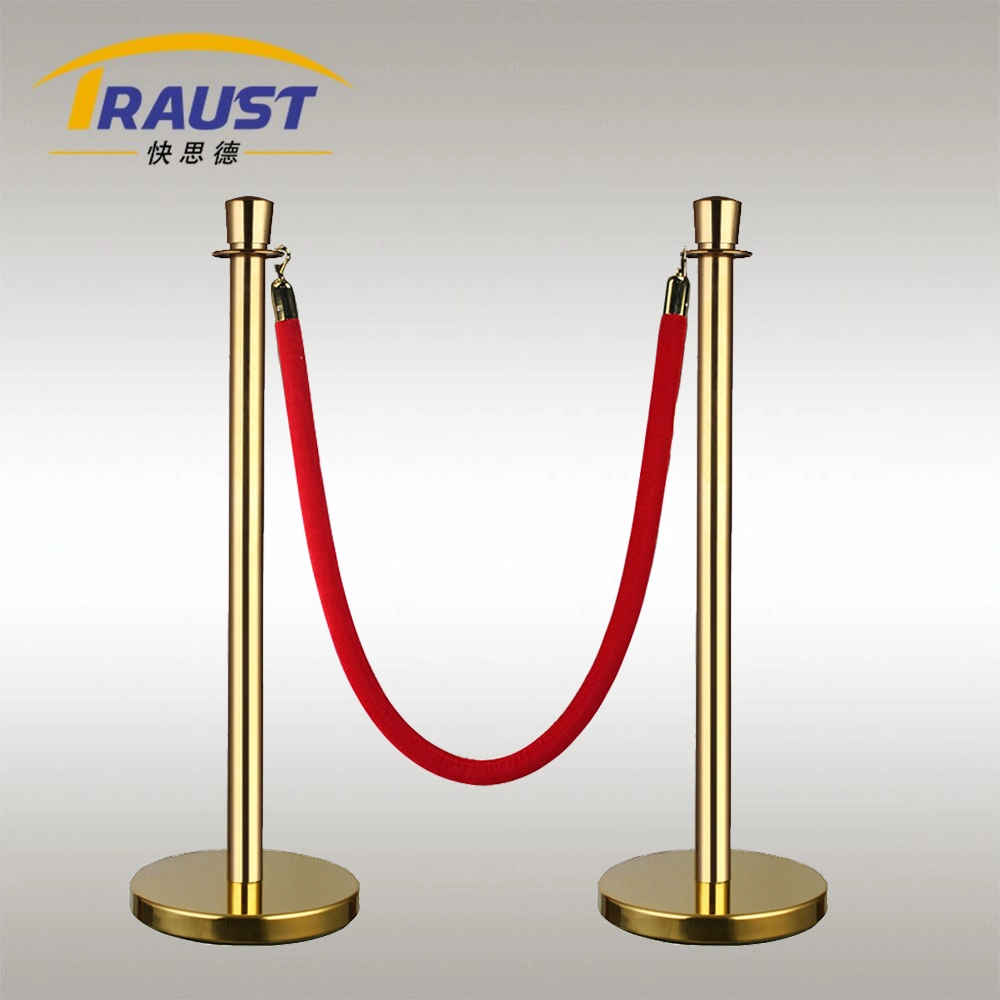 Traust Stainless Steel Ball Top Velvet Twisted Hanging Rope Railing Dome Base Stanchion Barrier Post