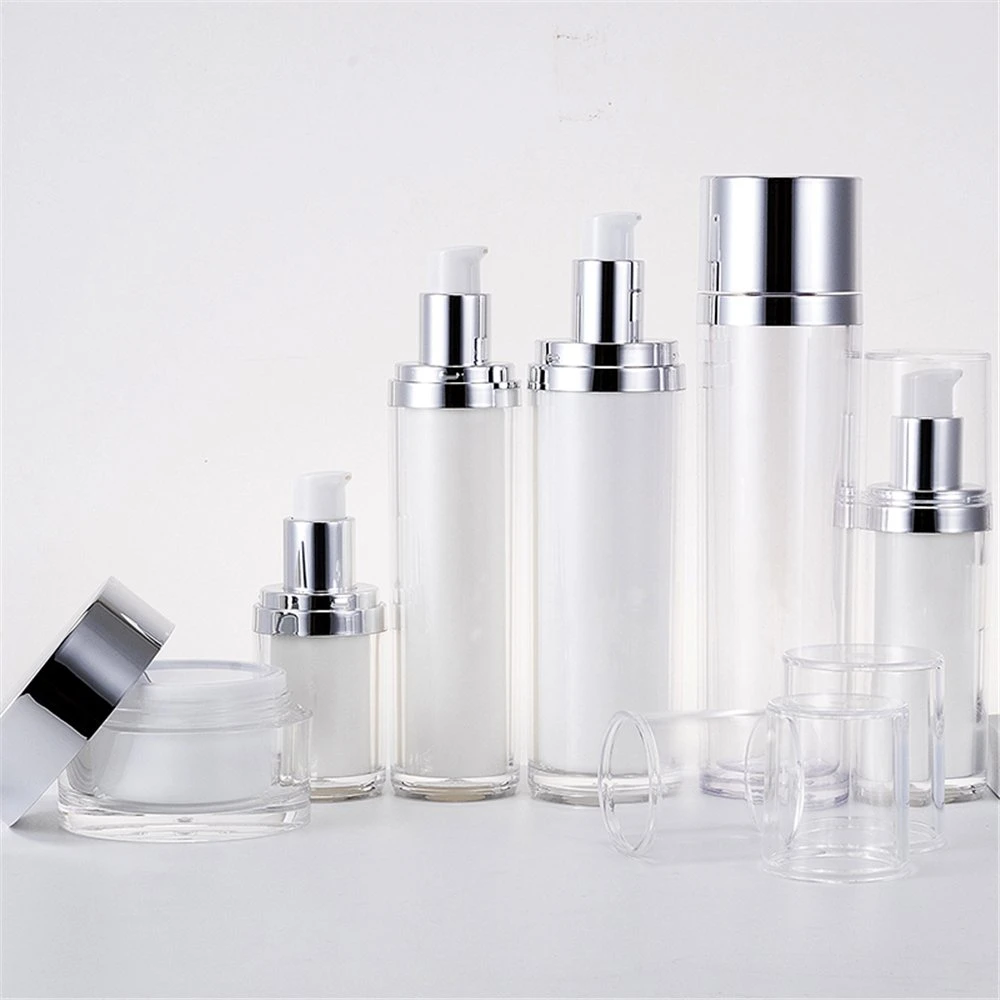 Embalagem de pele de luxo frasco cosmético tampa branca para pulverizador de vidro pele Cuidado recipiente de óleo de cabelo frasco de vidro loção e copo