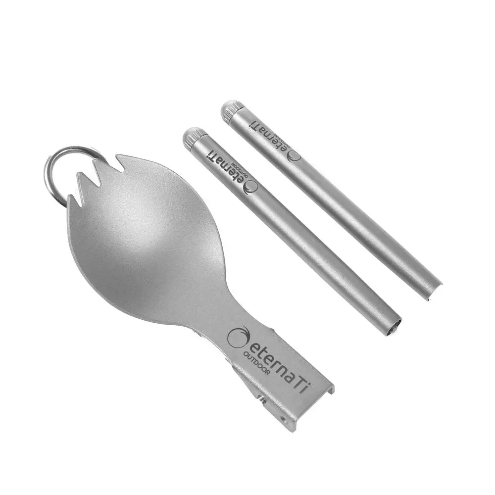 Pure Titanium Travel Chopsticks Collapsible Chopsticks Camping Spork