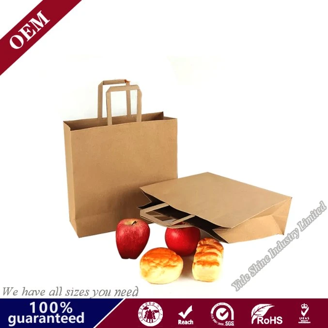 White Brown Kraft Paper Carrier Bag Accepted Custom Size Logo Printing with Flat Twisted Inside Handles