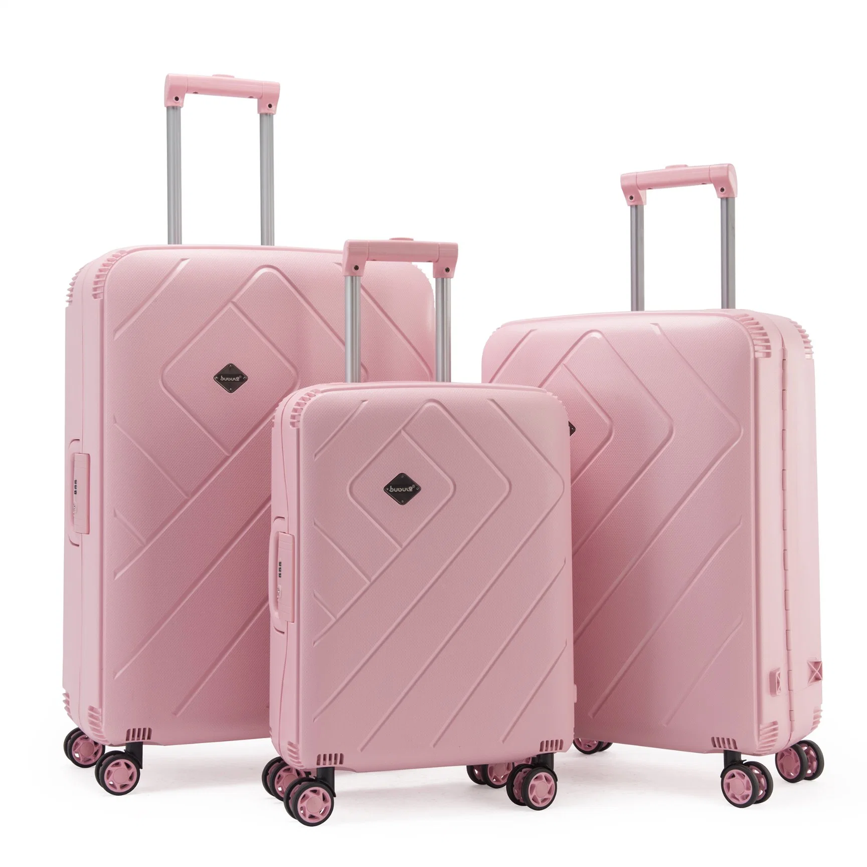 3pcs Lady Pink Gepäck-Sets, Hard Shell Light umweltfreundliche PP Koffer, Großhandel Einzelhandel codierte Trolley Lieferant