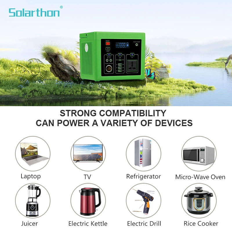 Solarthon Solar Power System with AC Output 220V Power Station LiFePO4 Battery AC Output