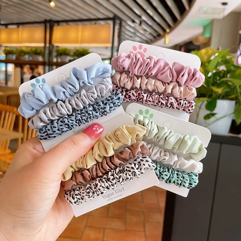 3pcs/Set kleine Haarschrunchies Französisch dünne Krawatten Seide Polka-DOT für Mädchen