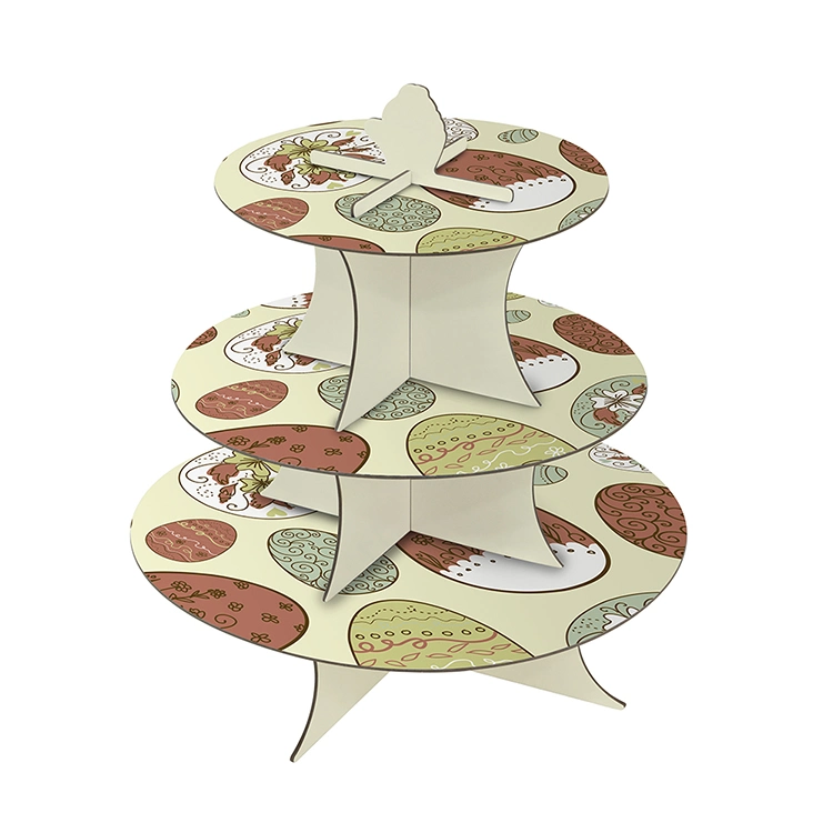 Cartoon Circular Folding Custom Board Paper Party Cake 3 Tier Paper Cake Stand