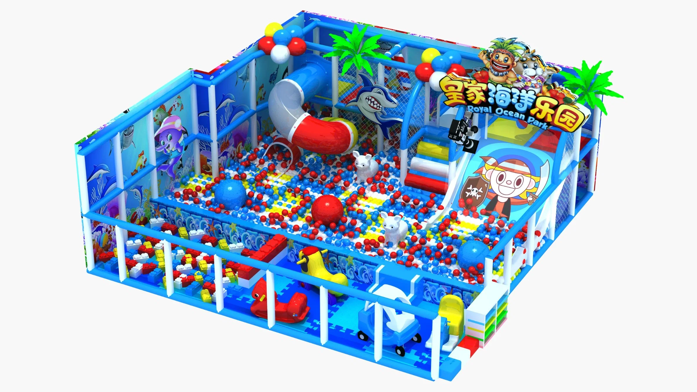 Indoor Marine Style Steel Frame Combined Slide Playground Equipment