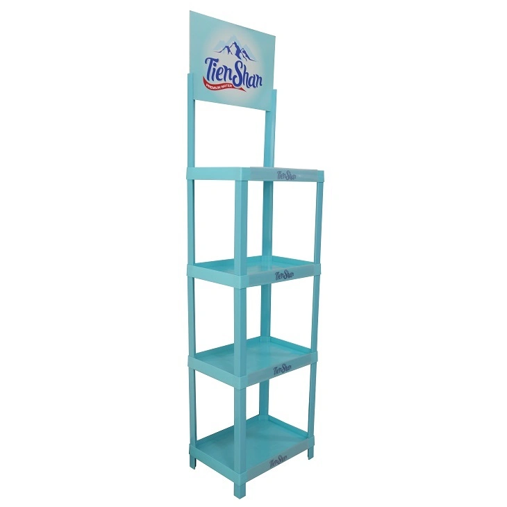4 Layers Plastic Display Stand and Shelf for Drink, Plastic Rack