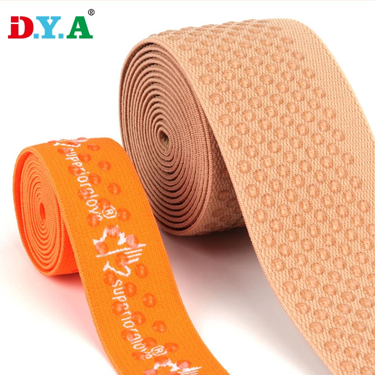 Custom Anti-Slip Transparent DOT Silicone Nylon Polyester Gripper Elastic Band for Clothing
