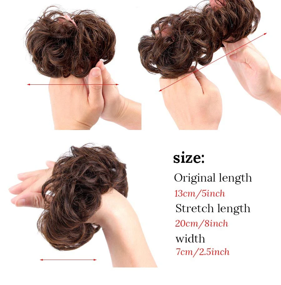 Hair Pieces up-Do Curly Postiched Pour Chignon Messy Fake Elastic Hairband Scrunchies Synthetic Hair Bun Extension