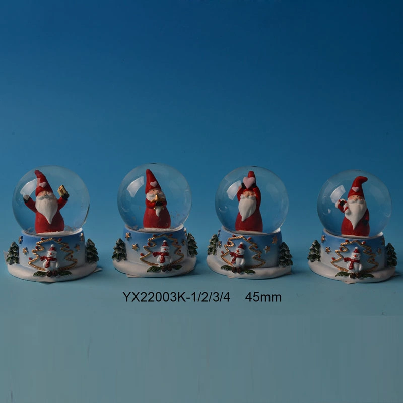 Polyresin Handpainted Santa Claus Waterball with Delicate Base for Christmas Party Decoration