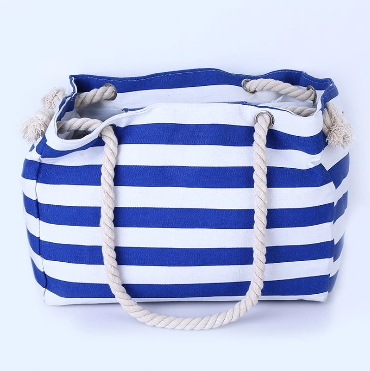 OEM Promotional Recycling Shoulder Beach Shopping Bag Cotton Canvas Tote Bag with Rope Handle