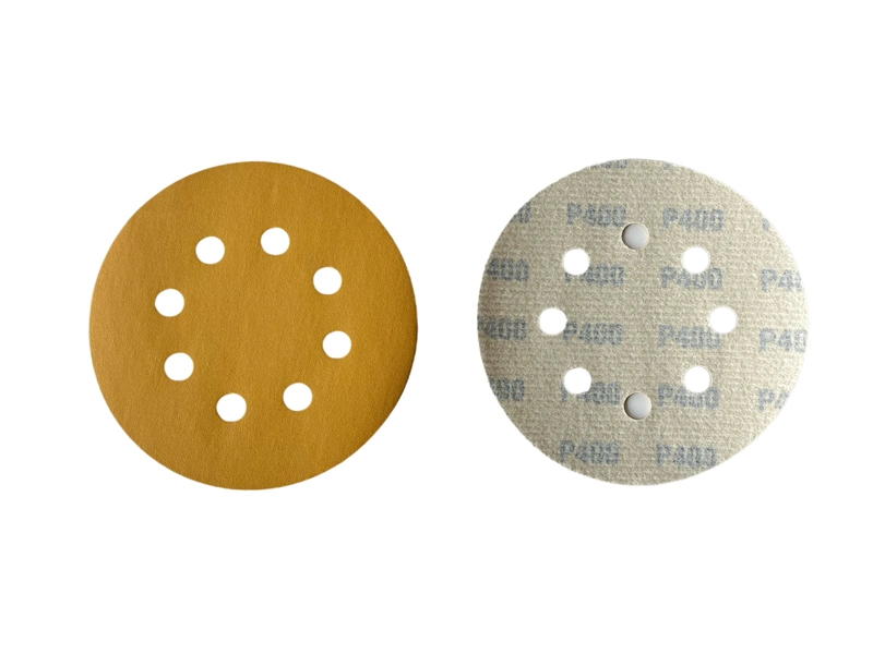 5-Inch 8-Holes Gold Yellow Sandpaper 400 Grit Sanding Disc for Wooden Polishing