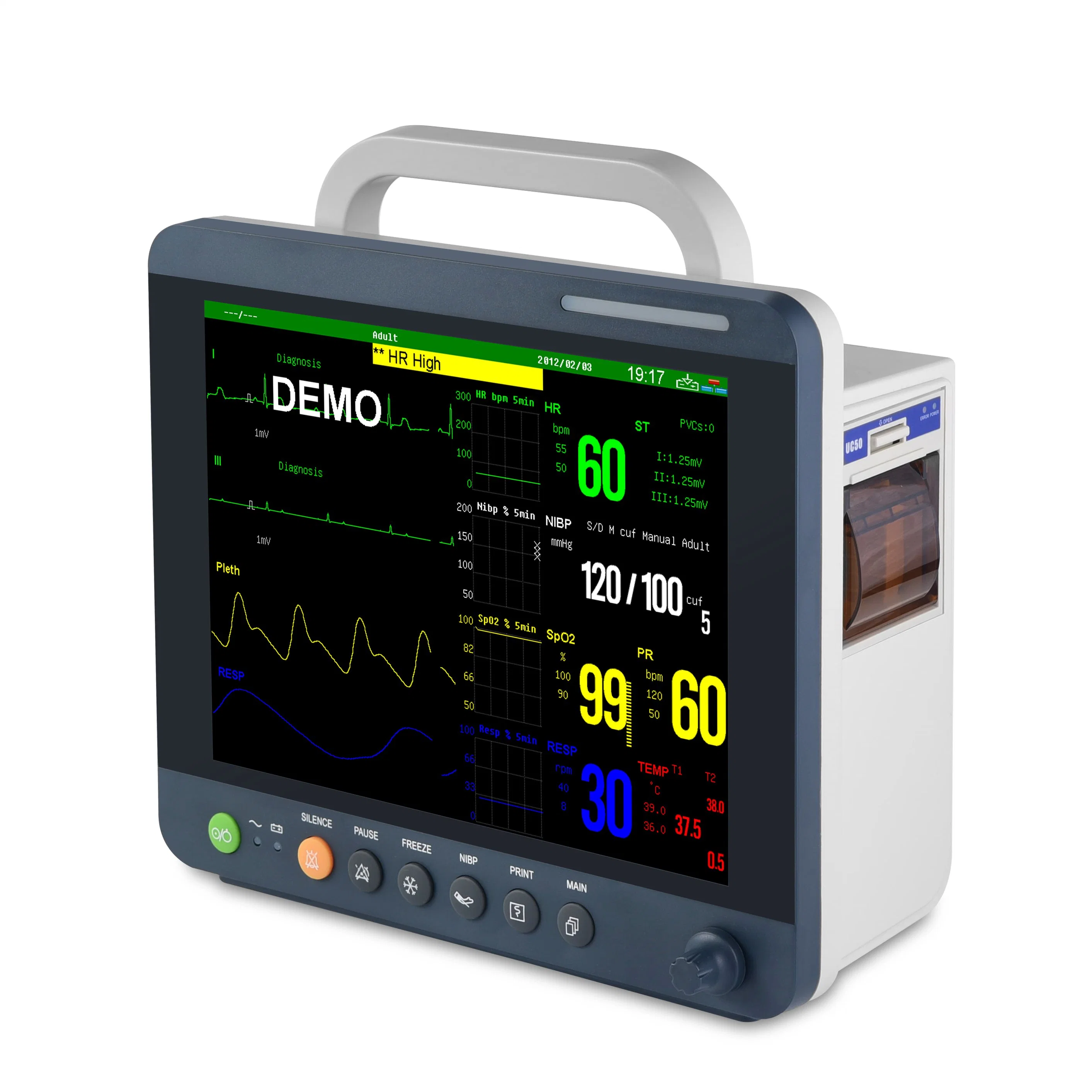 12inch Standard 6parameter ICU Monitor with Bp Cuff ECG Cable SpO2 Sensor Sinnor Factory Supply Directly Professional Manufacturer Spr9000b