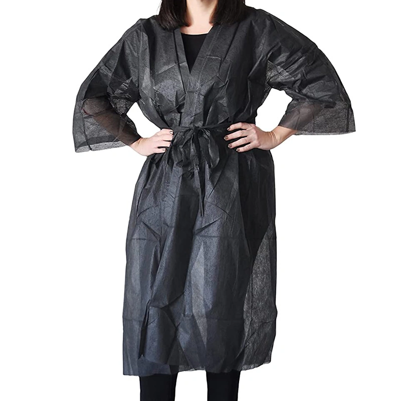 High-Quality Disposable PP SMS Nonwoven Kimono Bathrobe for SPA Center Bathrobe