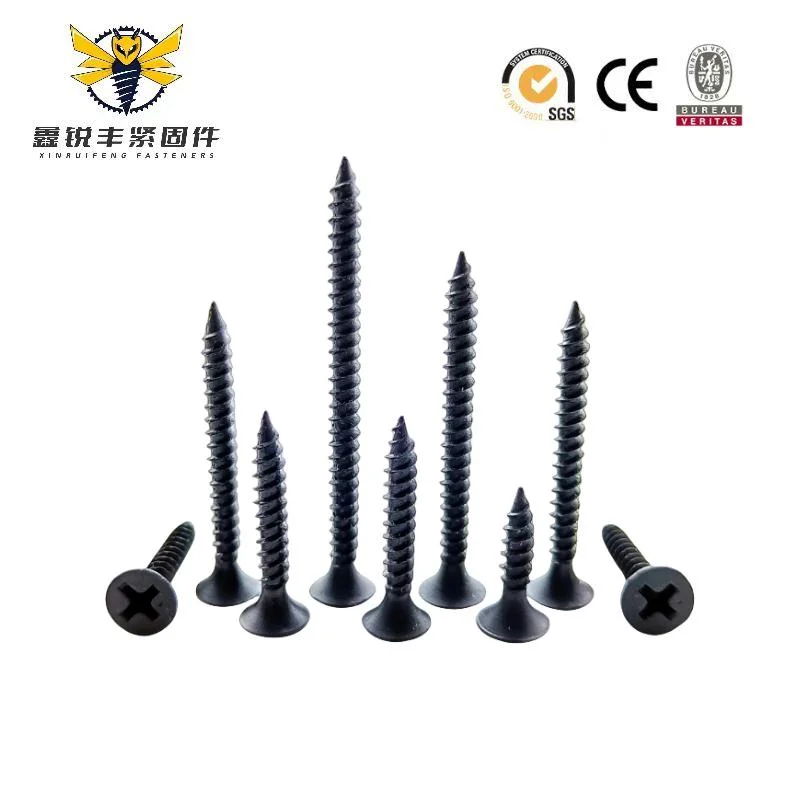 Fastener Tree #6X1-3/8" Drywall Screws Coarse Thread Bugle Head Black Phosphate for Drywall, Wood and Furniture 100PCS