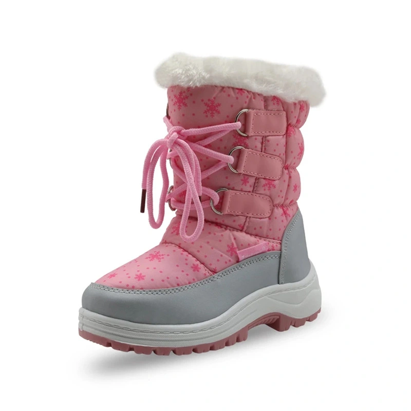 Botas resistentes para exteriores con botas de nieve Zipper para niños pequeños