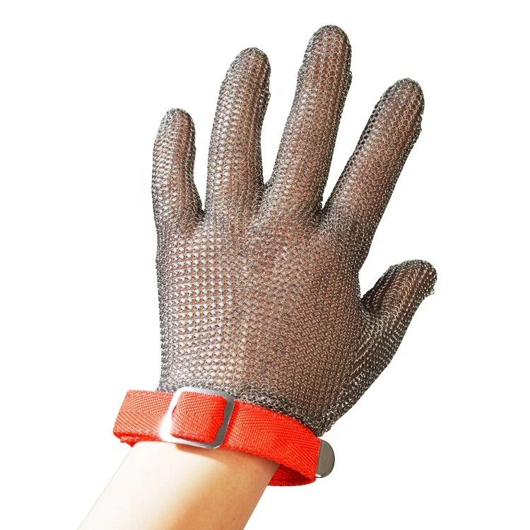 304L China Mail Mesh Iron Cut Resistant Food Grade Butcher Metal Level 5 Stainless Steel Ring Glove