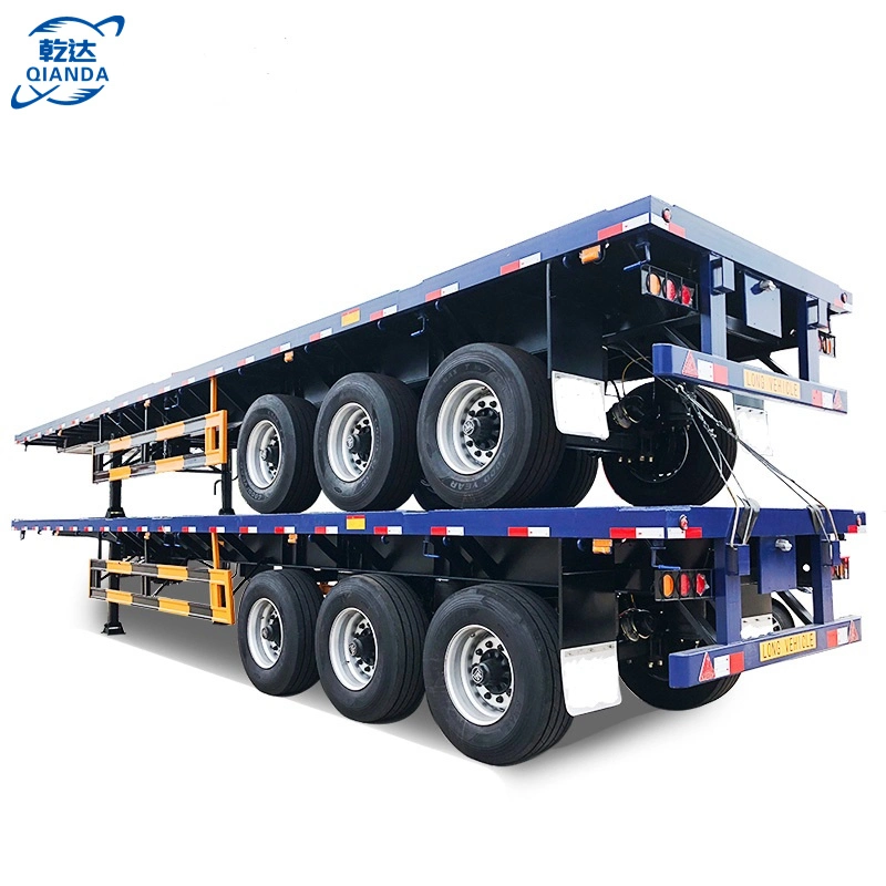 Heavy Duty 40 pies de cama plana 3 de 4 ejes 20 FT 40 pies de 50 pies contenedor de 60 camiones de remolque semi plana