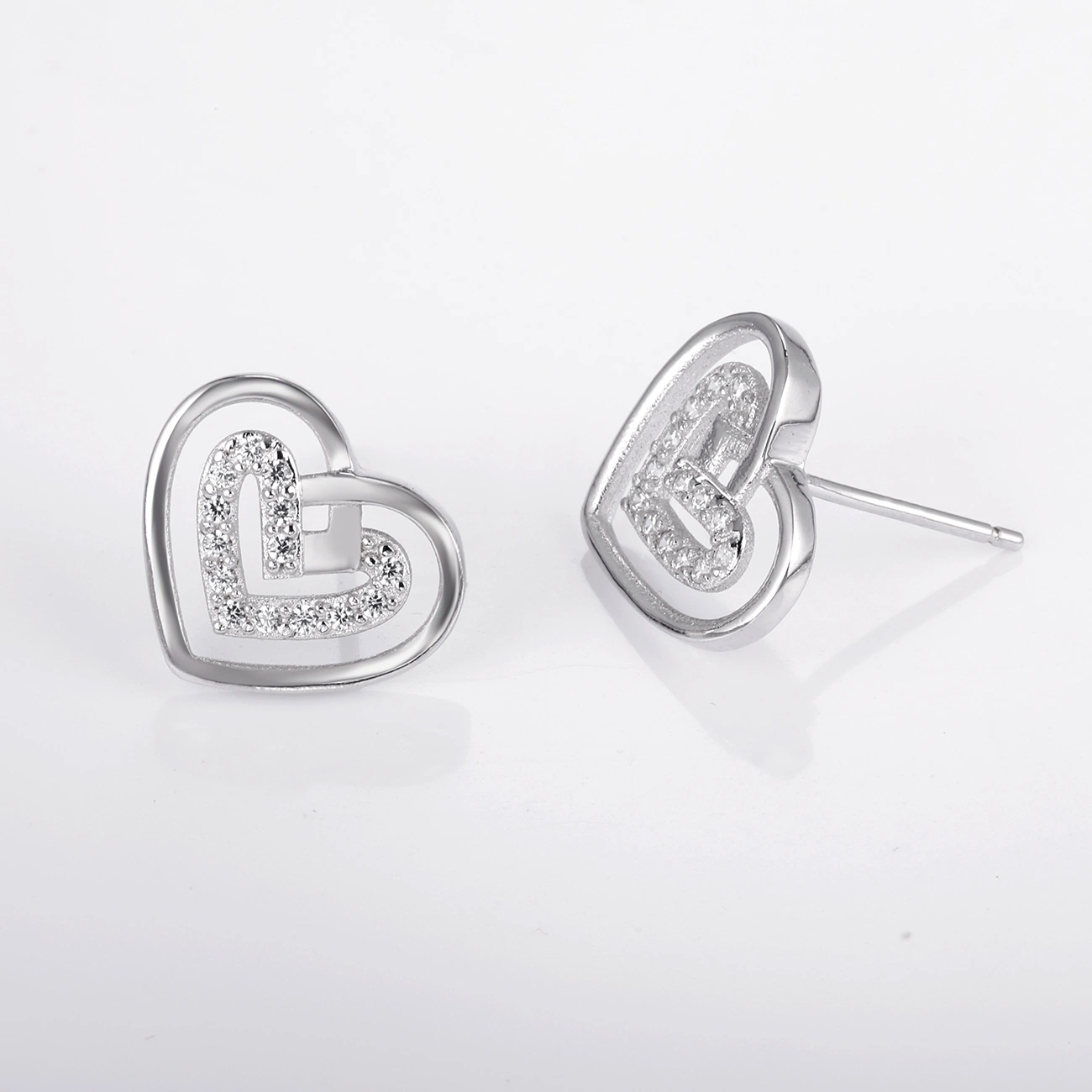 High quality/High cost performance Jewelry 925 Sterling Silver Heart Earring with CZ Stone