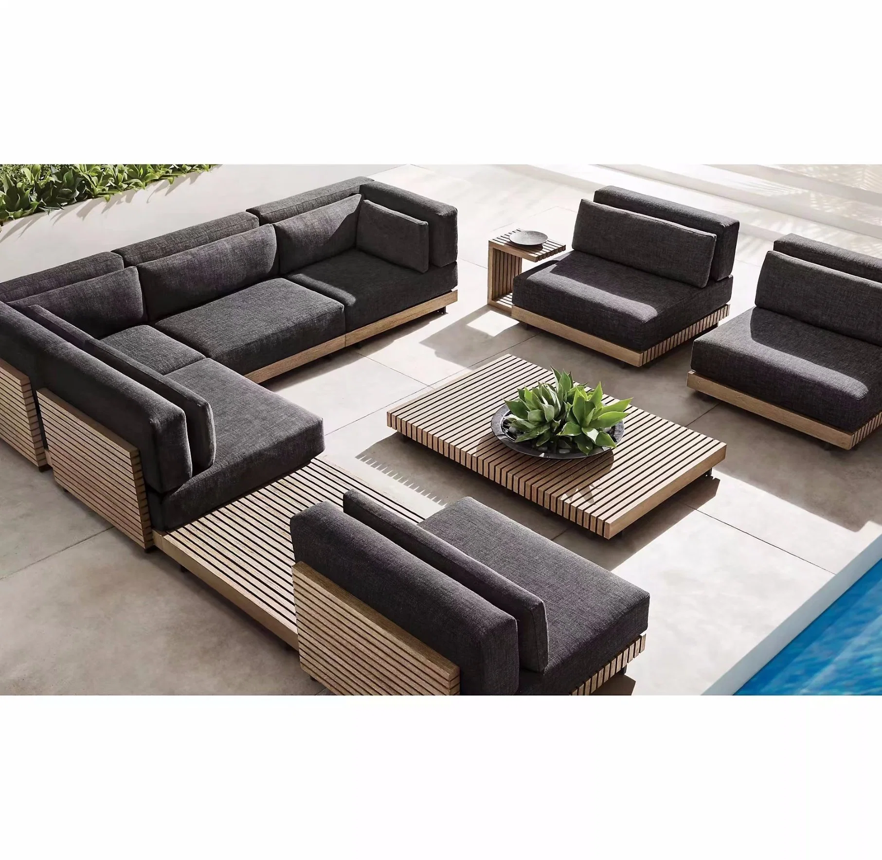 Garden Patio Modern Design Outdoor Patio Furniture Solid Wooden Teak Sofa Set