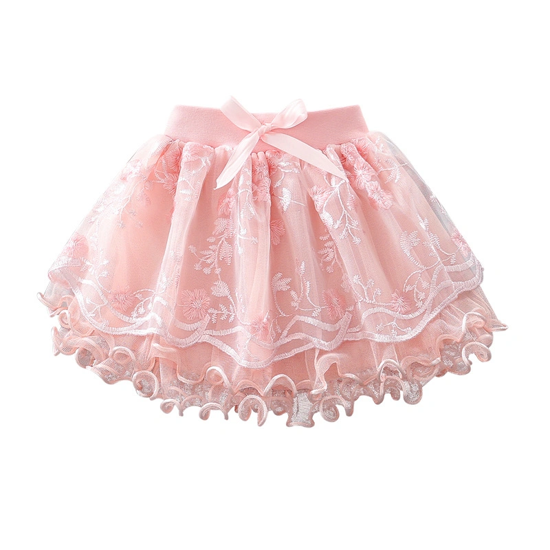 Kids Lace Tutu Skirt Princess Bow Tulle Skirt Little Girls Casual Party Fashion Outfit Esg16560