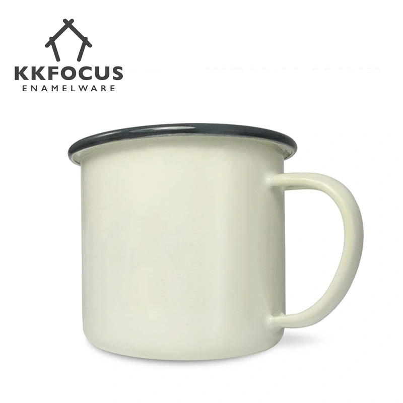 Mug à motif café en émail avec couleurs et décalcomanies personnalisées