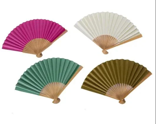 Papier Hand Fan eigenes Logo gedruckt für Werbegeschenk Holz Hand-Faltfächer für Hochzeitsfeier natürliche Bambus-Fan