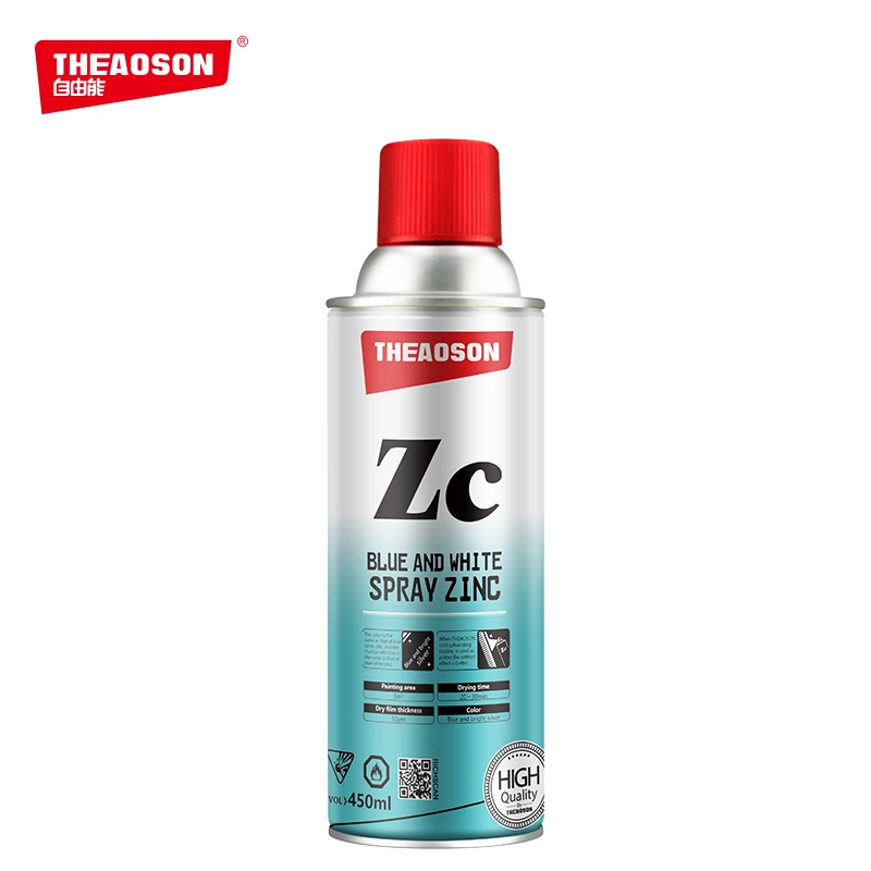 Theaoson 450ml Sistema de alto rendimiento compuesto Spray galvanizado en frío para un secado rápido, spray de protección contra la corrosión, protección de doble acción